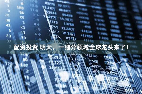 配资投资 明天，一细分领域全球龙头来了！